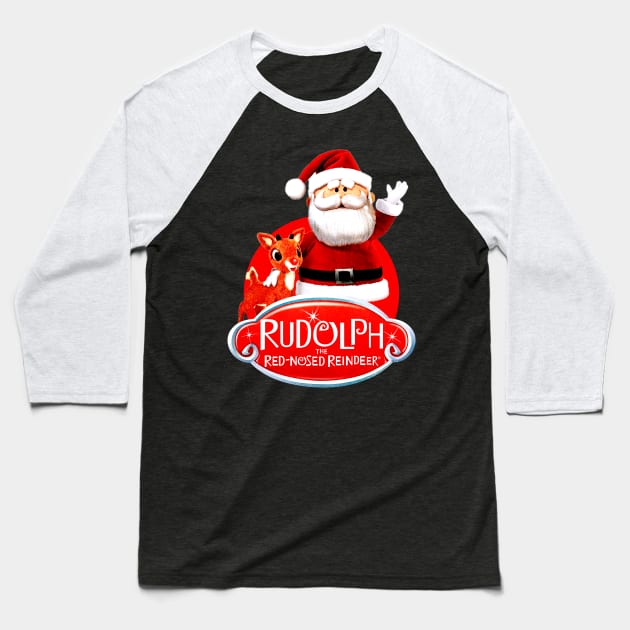 Reindeer and Santa Baseball T-Shirt by Collage Collective Berlin